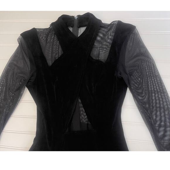 NWT Vintage Y2K Cache Fit & Flare Dress Mesh Arms Cutout Back Size Women's Small - Picture 3 of 7